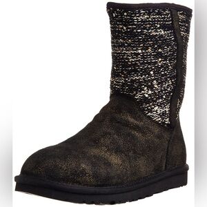 UGG Australia Women’s Lyla Classic Knit Metallic Boots Size 6